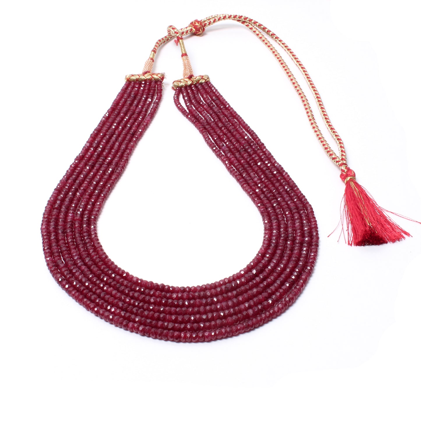 Luxurious Ruby Gemstones 7 layered Sarafa Necklace