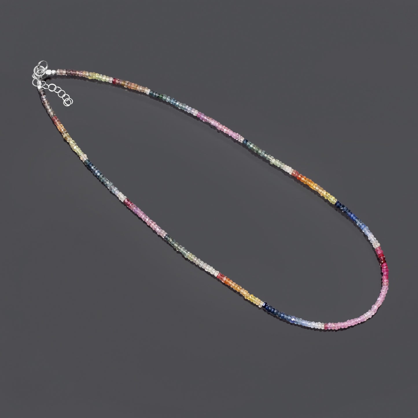 Necklace : Multi-Sapphire Faceted Rondelle with Silver Clasp.
