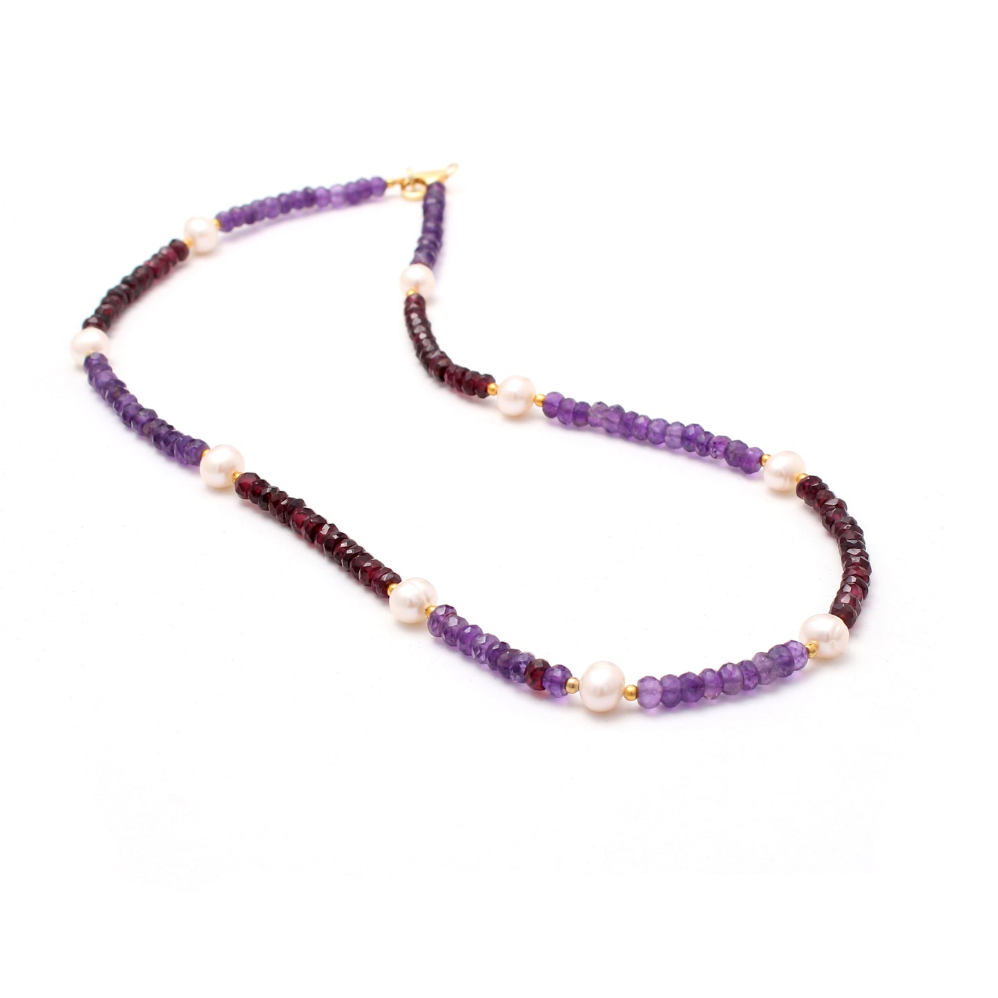 Amethyst and Garnet Beaded Necklace