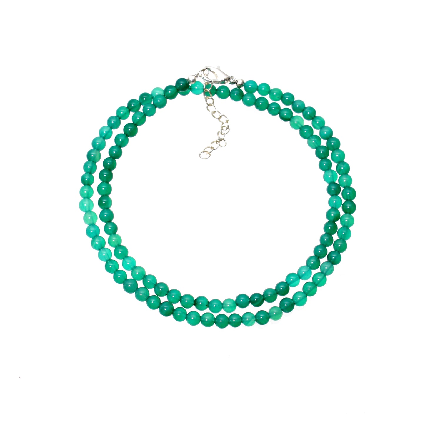 AAA++ Green Onyx Beaded Smooth Round Gemstone Jewelry Necklace