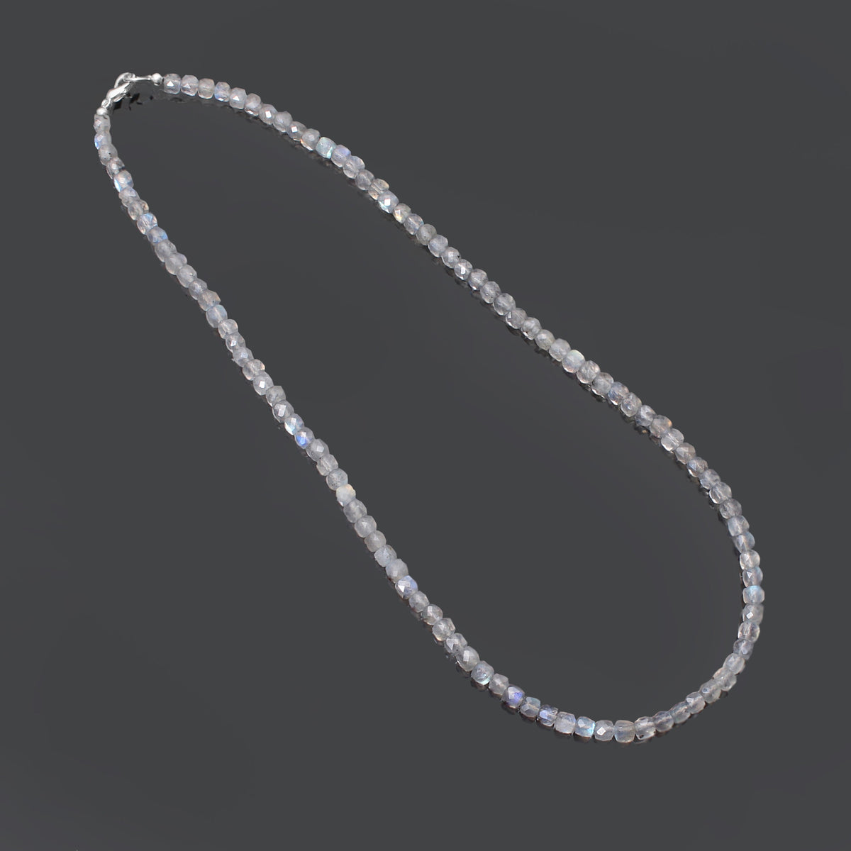 Natural Labradorite Faceted Cube Box Gemstone Necklace – Handmade Statement Jewelry