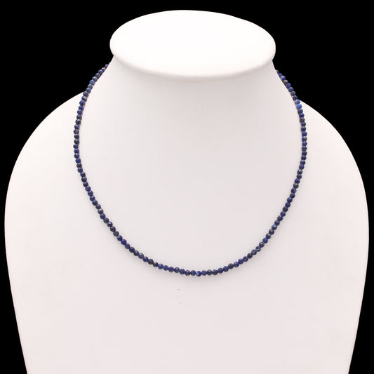 blue lapis lazuli round faceted beads handcrafted silver lobster lock necklace