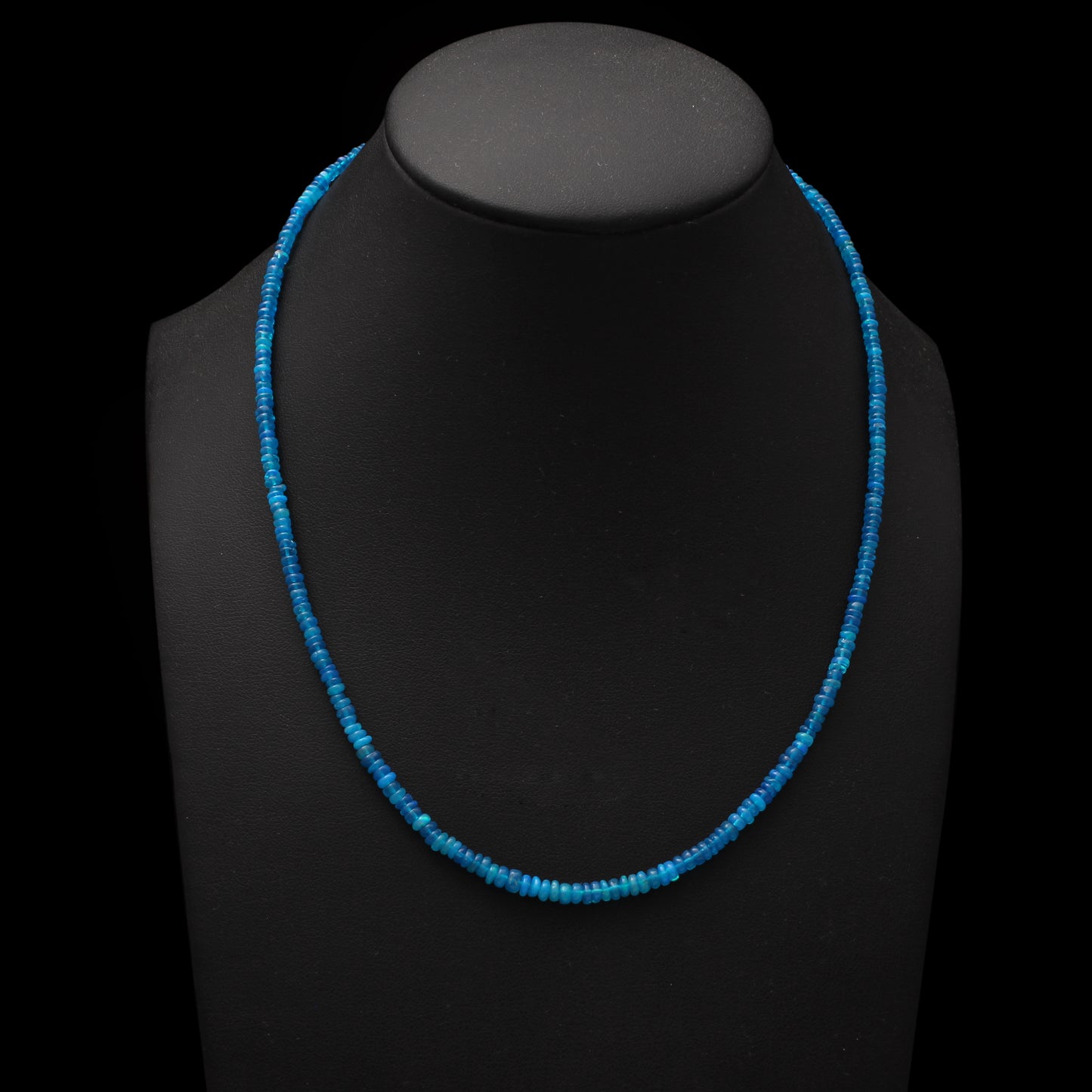 Natural Blue Ethiopian Opal Rondelle Beaded Necklace