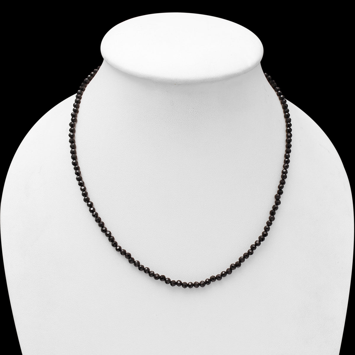 Natural Black Spinel Faceted Beaded Necklace – Elegant Gemstone Jewelry