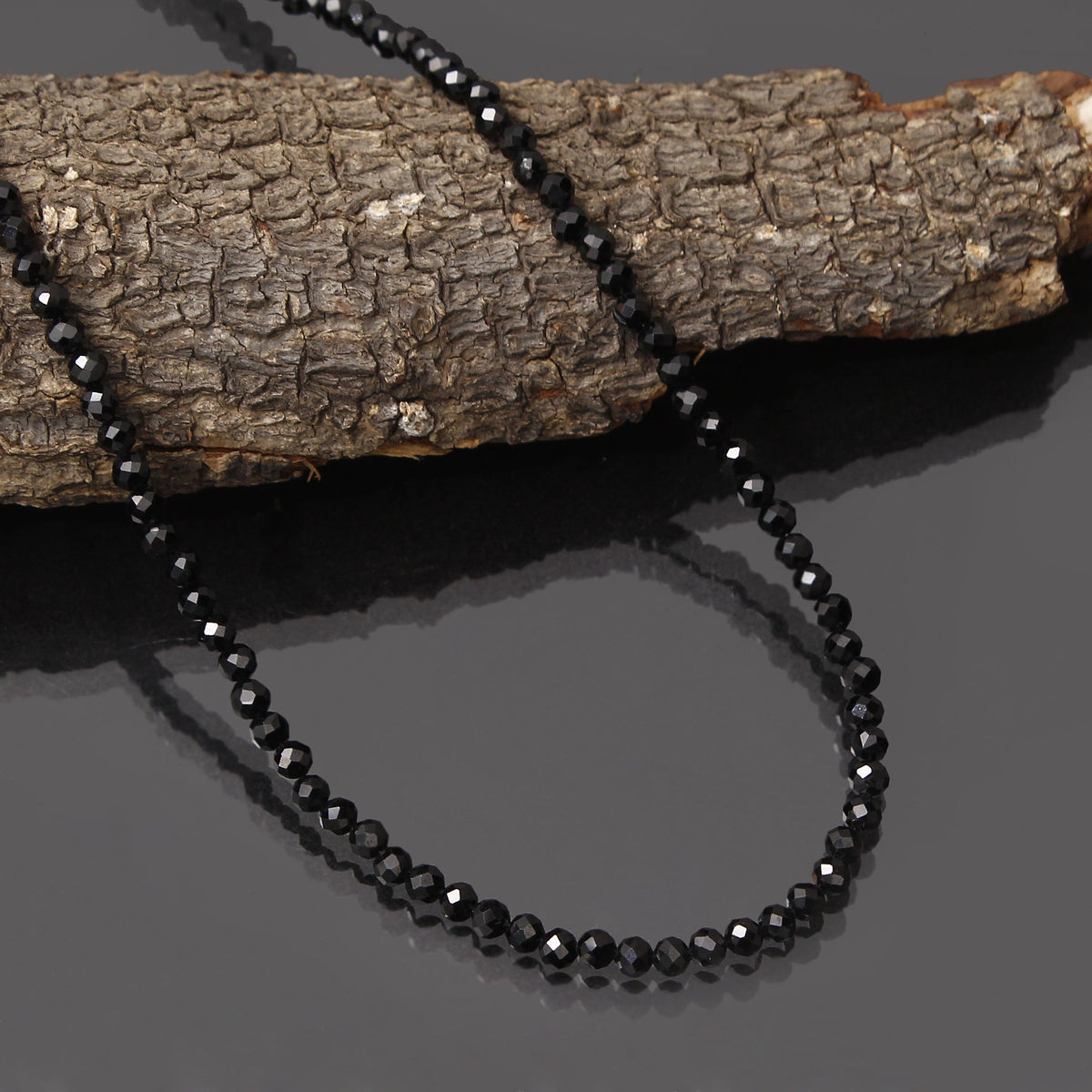 Natural Black Spinel Faceted Beaded Necklace – Elegant Gemstone Jewelry