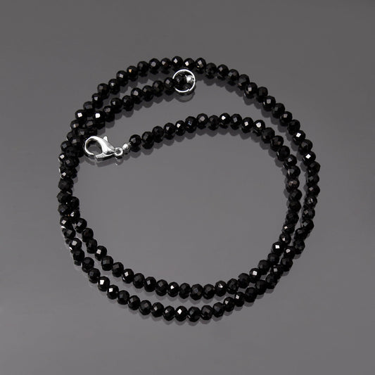 Natural Black Spinel Faceted Beaded Necklace – Elegant Gemstone Jewelry