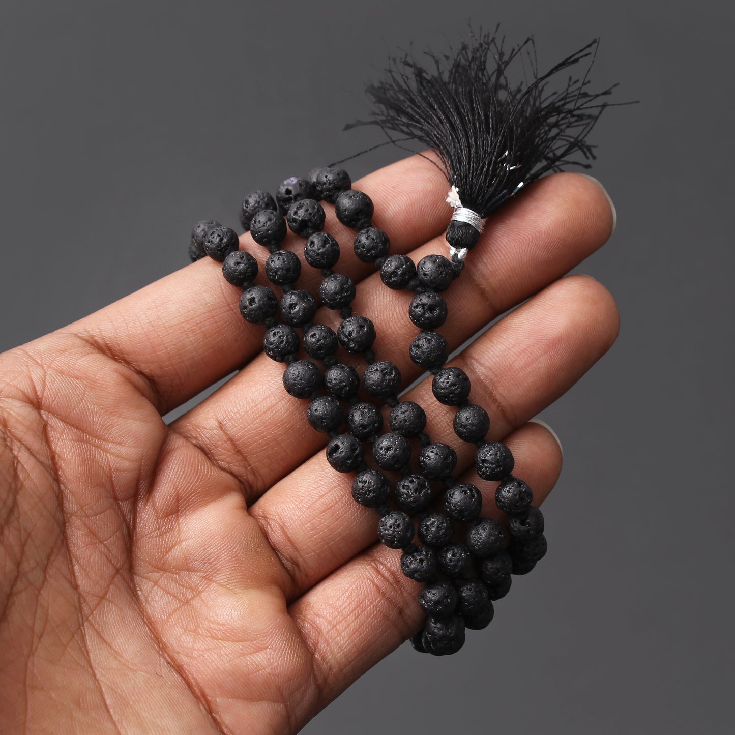 Lava Stone 108 Beads Japa Mala – Grounding & Energizing Meditation Beads