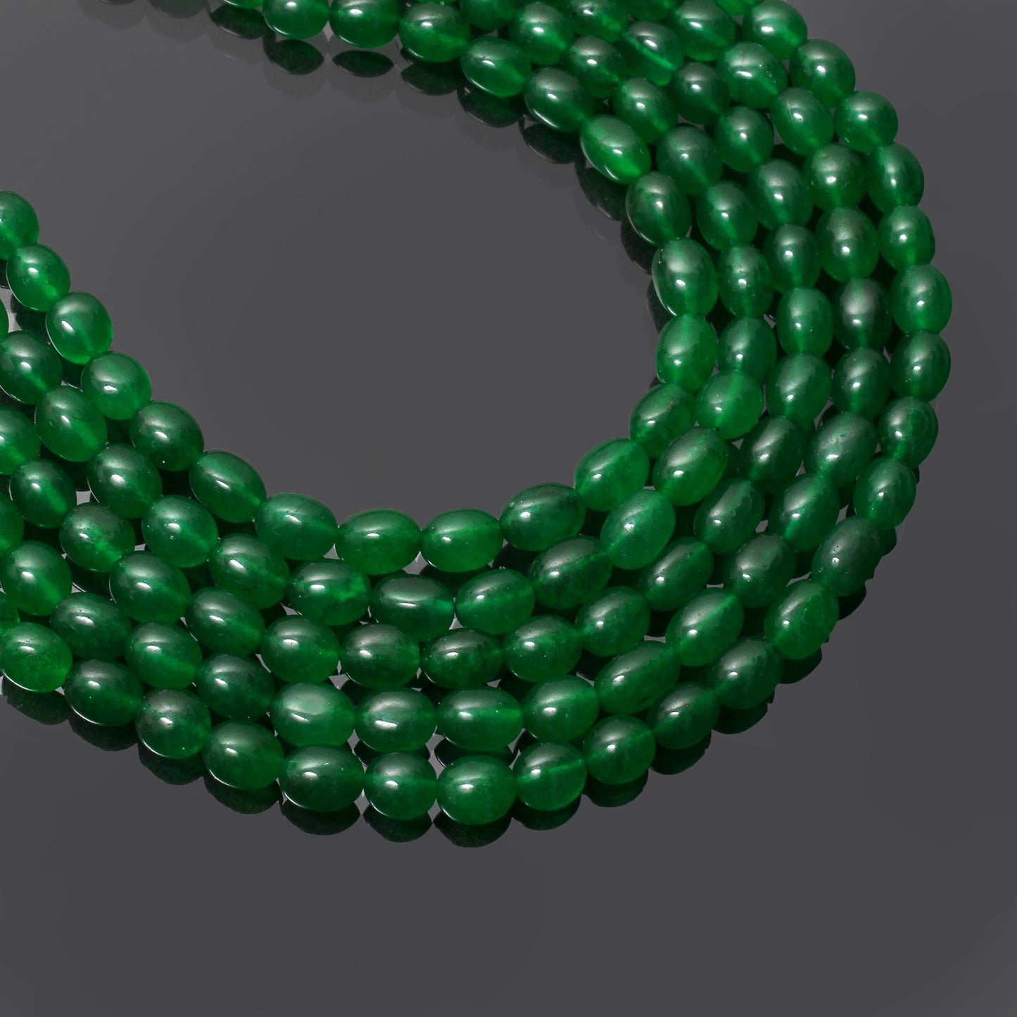 Green Quartz Gemstone 5 Layers Royal Sarafa Necklace 16 Inches