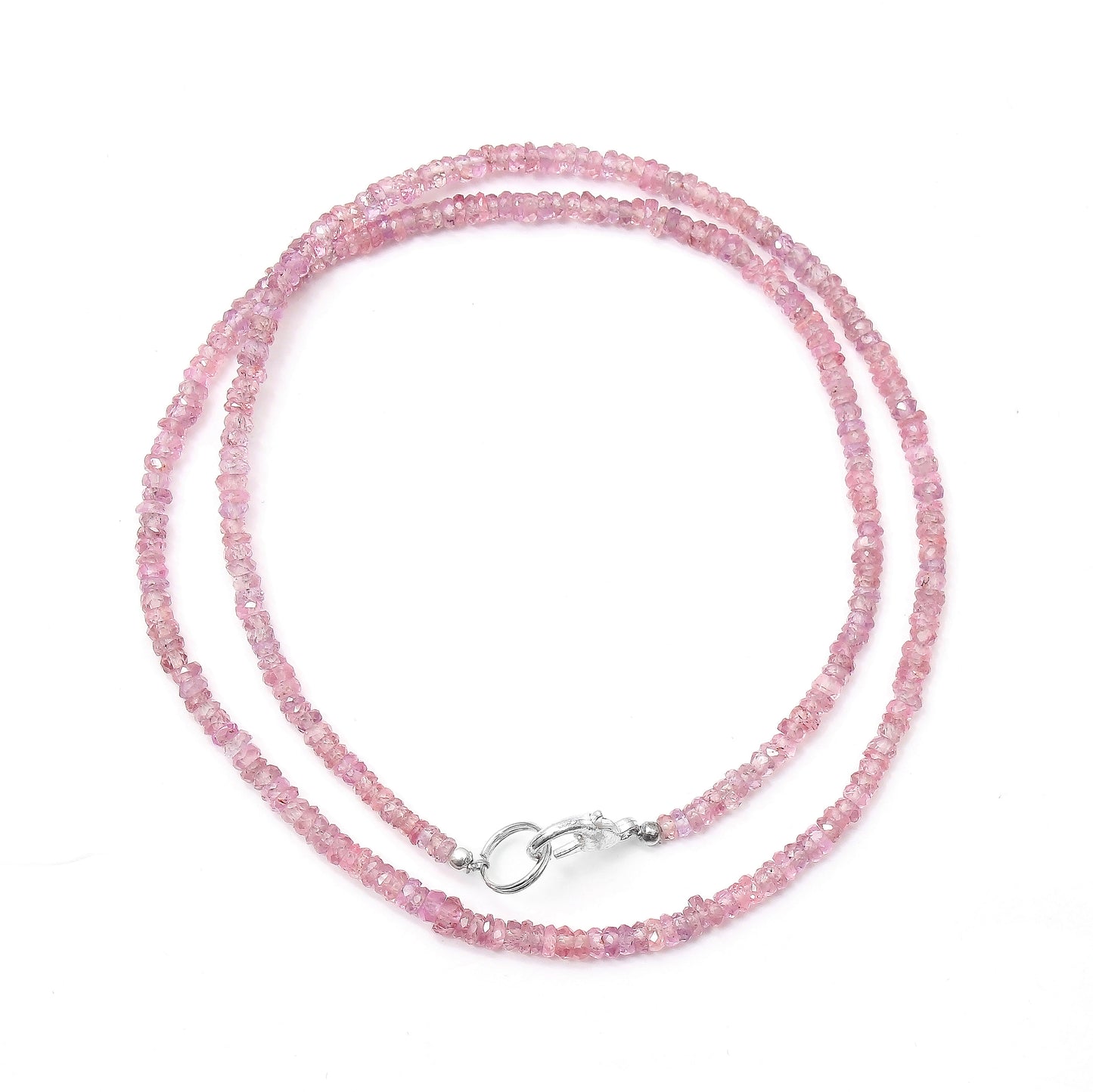 Natural AAA Grade Quality Pink Sapphire Necklace - Handcrafted with 2.5-4mm Sapphire Beads