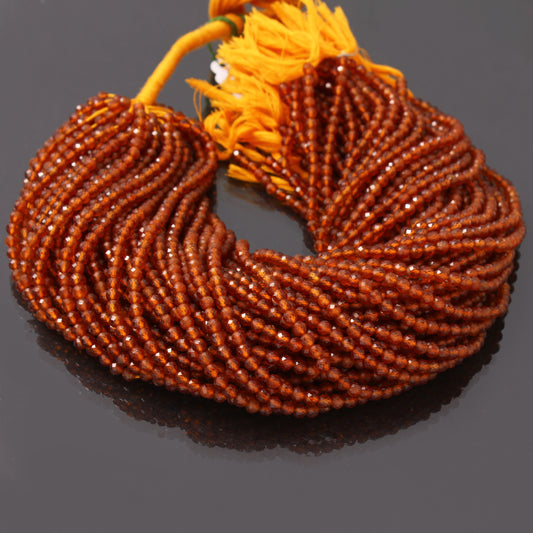 Natural Hessonite Gemstone Beads Strand 12.5 Inches – 4mm Round for Jewelry Making and Crafting