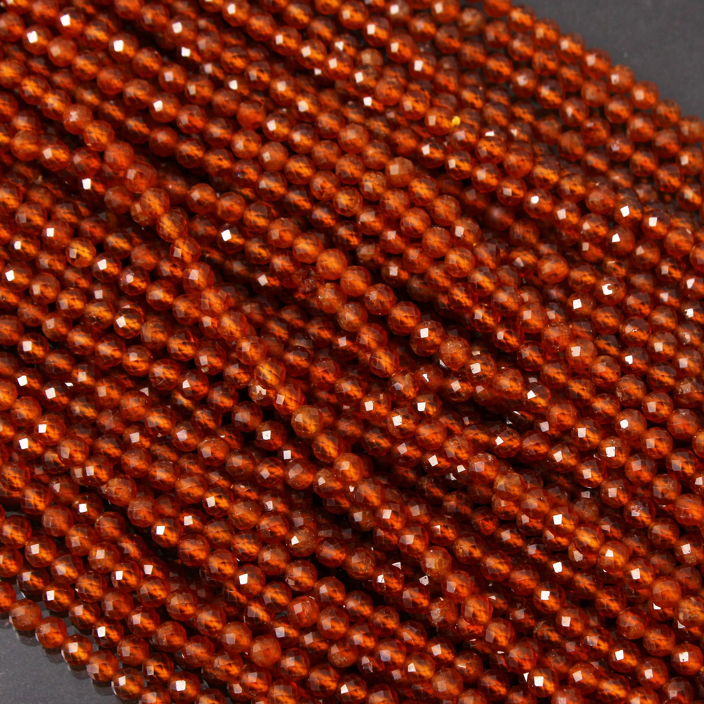 Natural Hessonite Gemstone Beads Strand 12.5 Inches – 4mm Round for Jewelry Making and Crafting