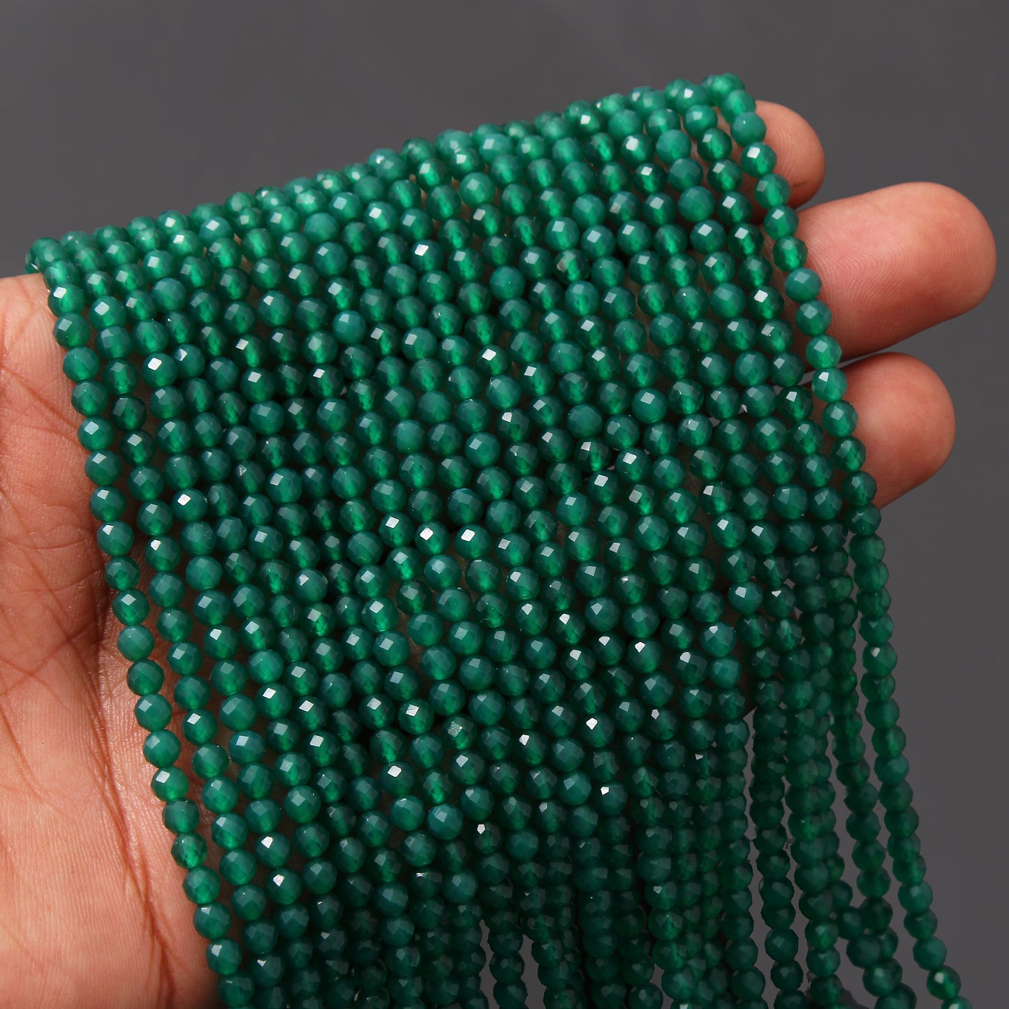 Natural Green Onyx Gemstone Beads Strand 12.5 Inches – 4mm Round for Jewelry Making and Crafting