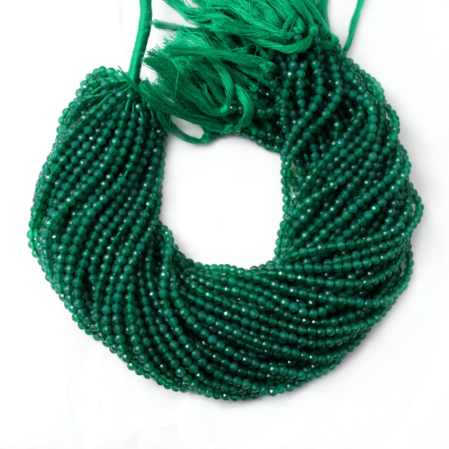 Natural Green Onyx Gemstone Beads Strand 12.5 Inches – 4mm Round for Jewelry Making and Crafting