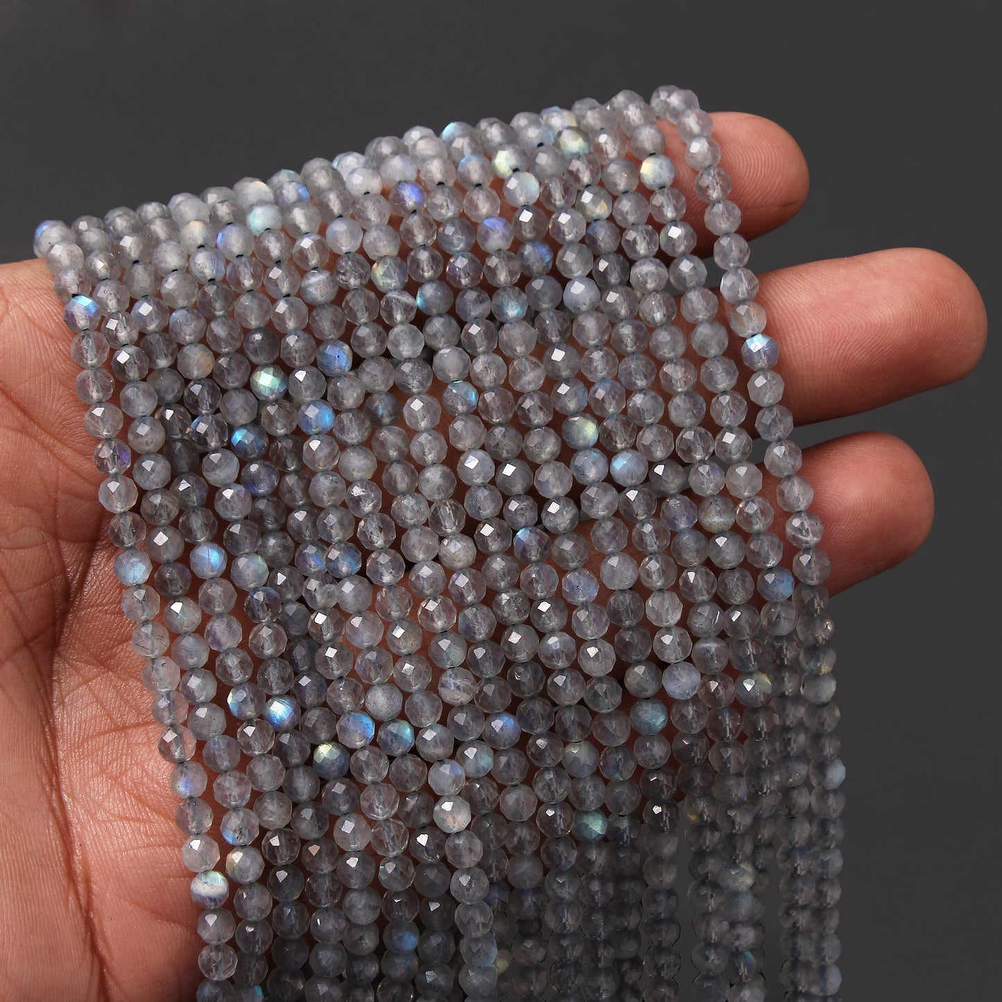 Natural Labradorite Beads Strand 12.5 Inches – 4mm Rounds for Custom Jewelry Projects