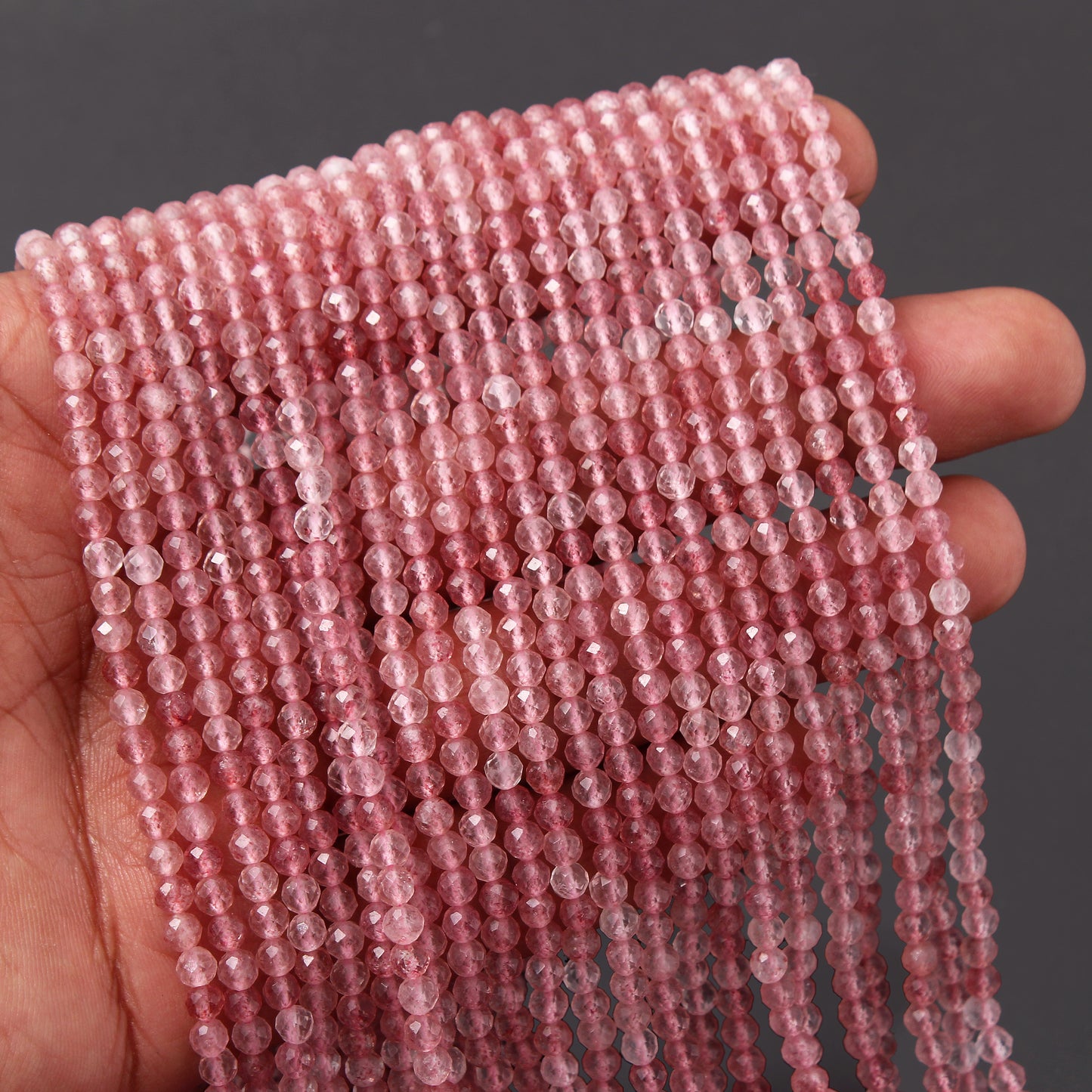 Strawberry Quartz Beads Strand 12.5 Inches – 4mm Round for Handmade Jewelry Designs