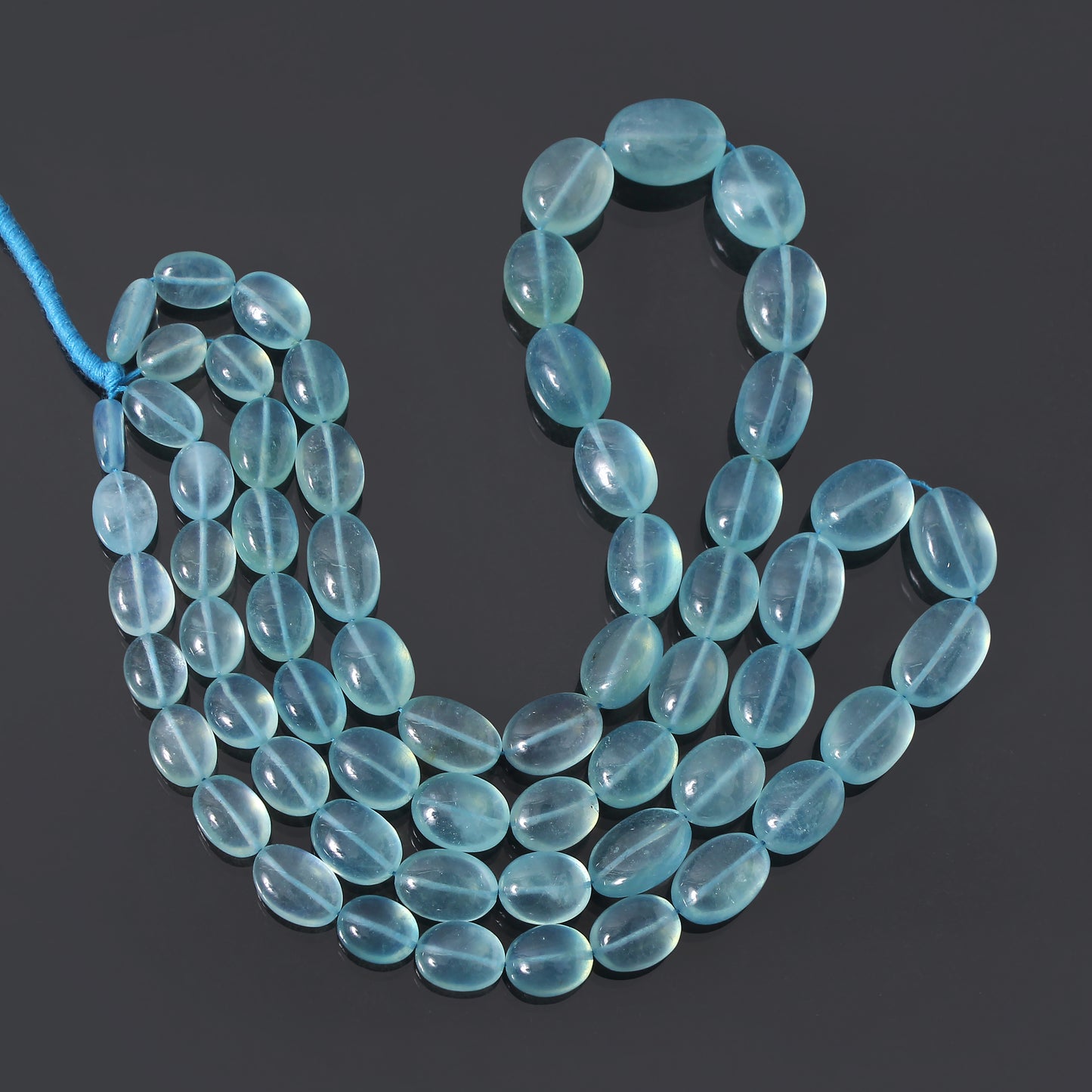 Craft Elegant Designs with Natural Aquamarine Smooth Oval Gemstone Beads – 16" Strand