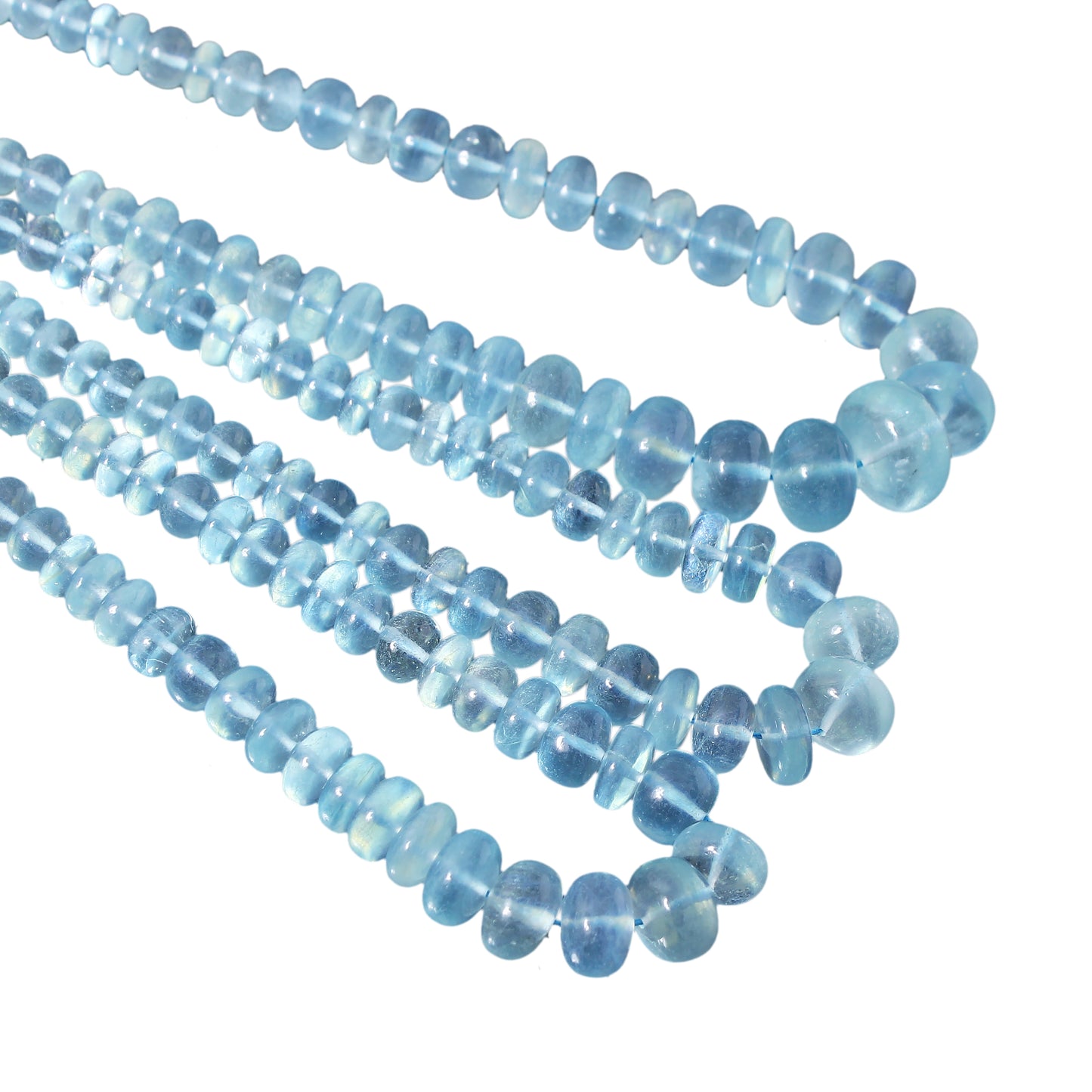 Elevate Your Creations with Natural Aquamarine Smooth Rondelle Beads – 16" Strand