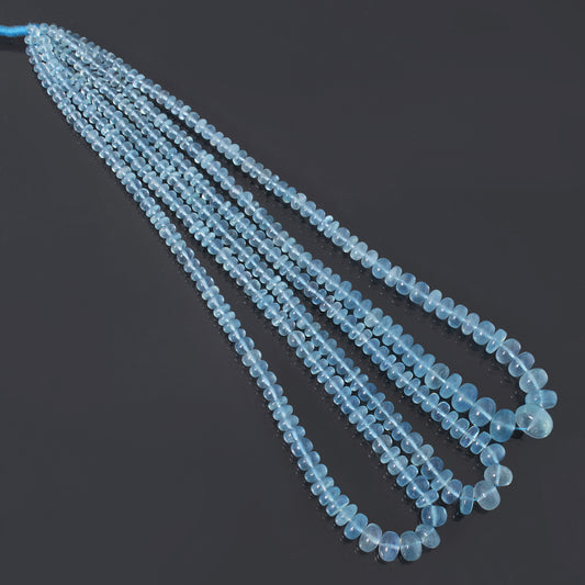 Elevate Your Creations with Natural Aquamarine Smooth Rondelle Beads – 16" Strand