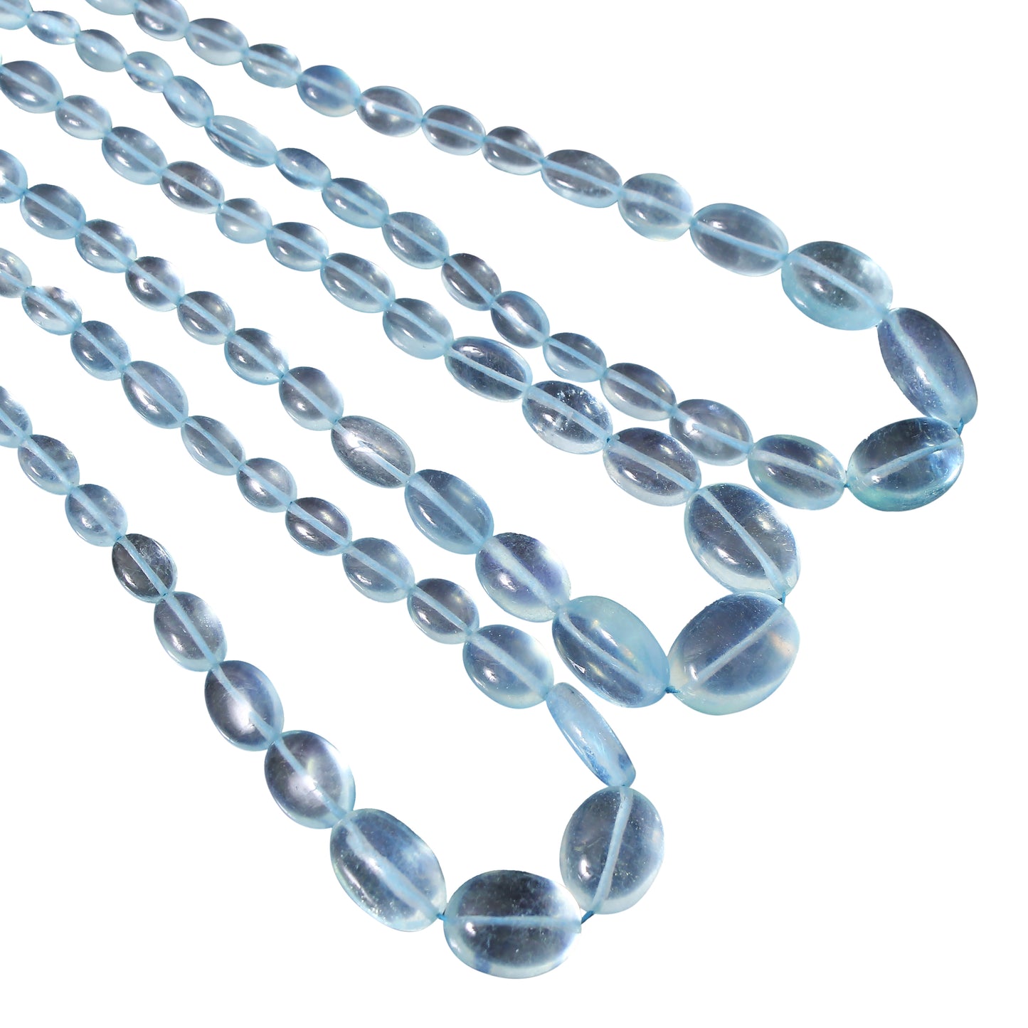 ransform Your Designs with Natural Aquamarine Smooth Oval Beads – 19" Strand