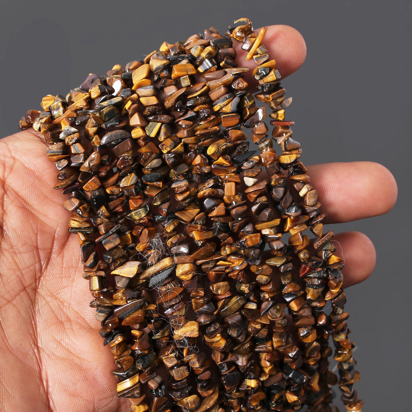 Natural Tiger Eye Uncut Chips Gemstone Beads Strand – Unique Raw Beads for Crafting