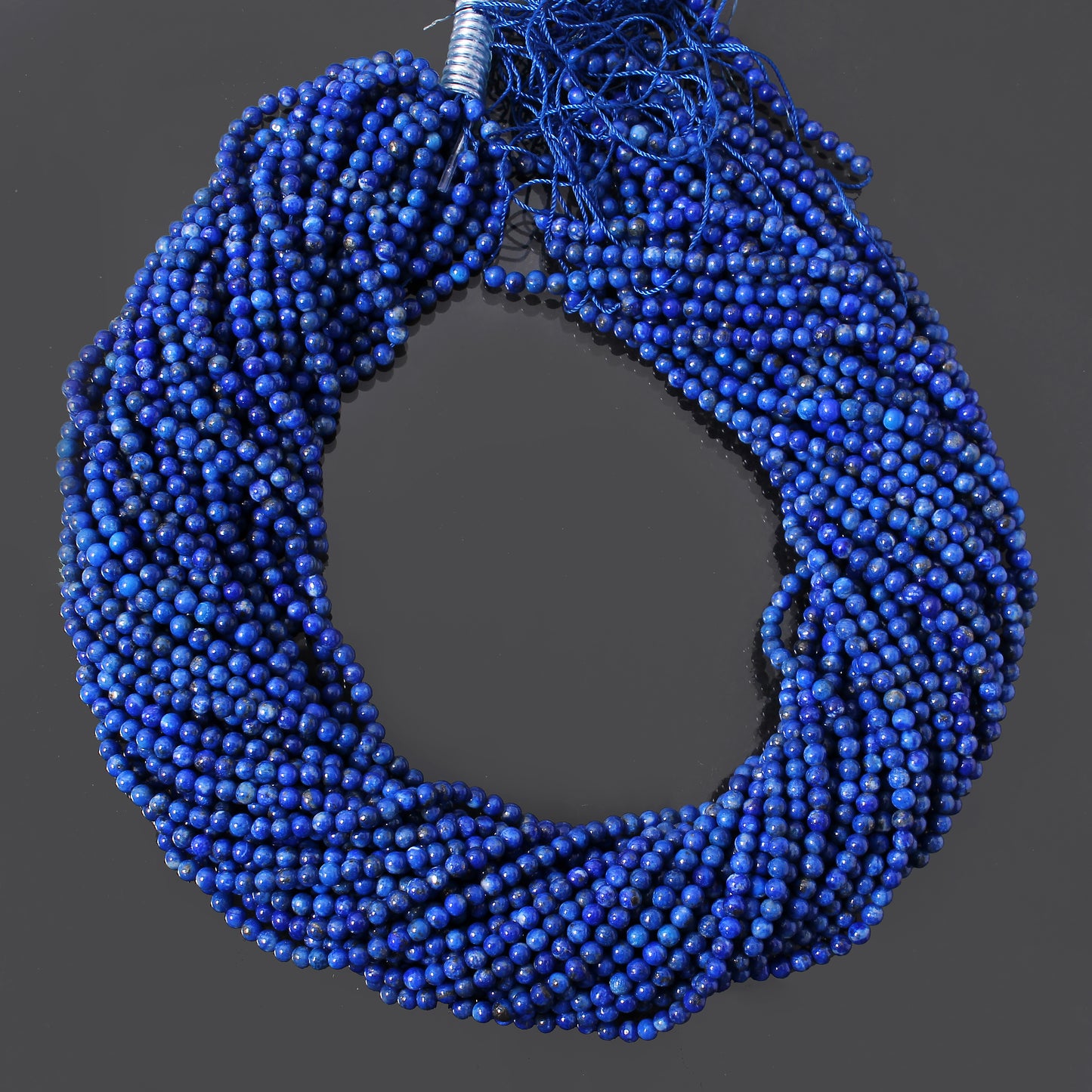 Natural Lapis Lazuli Smooth Round Gemstone Beads Strand – Rich Blue Elegance