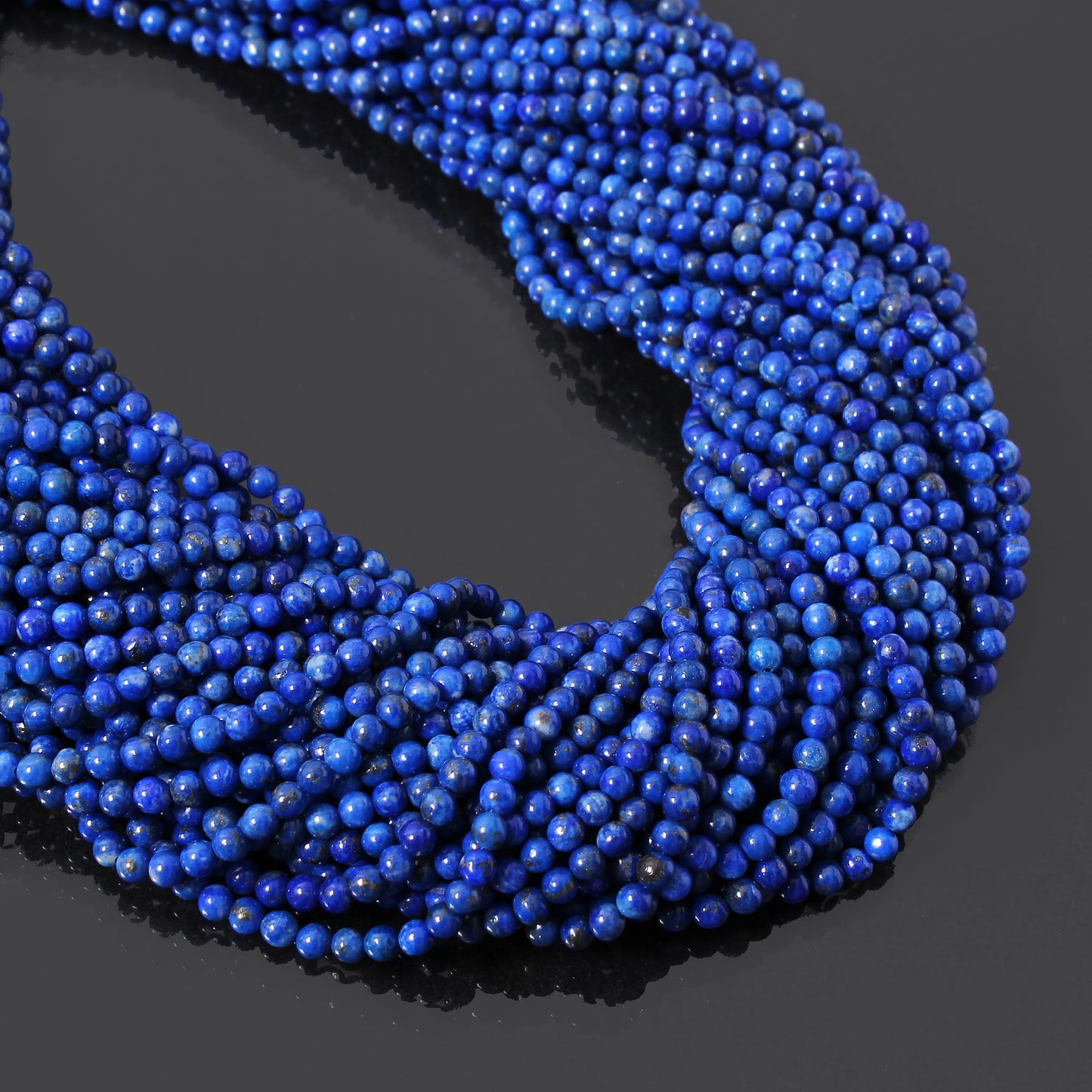 Natural Lapis Lazuli Smooth Round Gemstone Beads Strand – Rich Blue Elegance