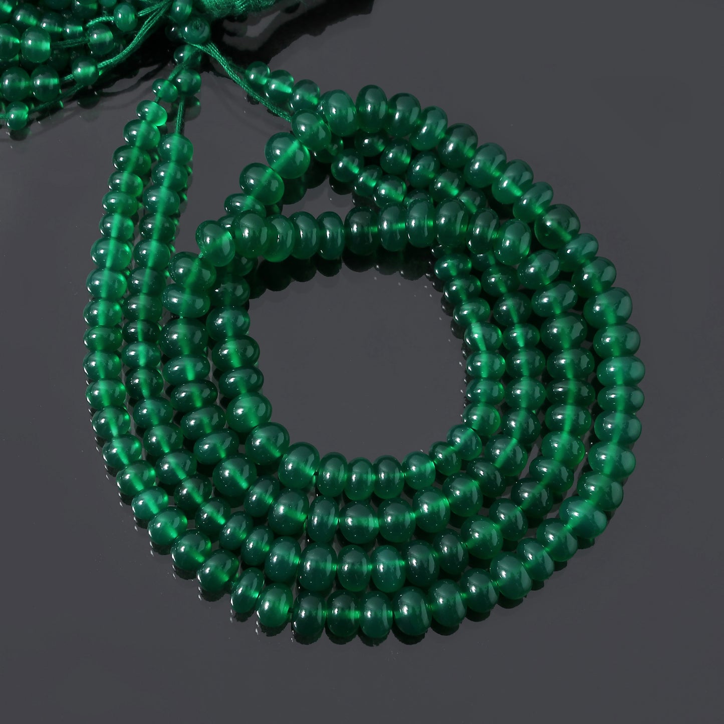 Natural Green Onyx Faceted Rondelle Gemstone Beads Strand – Vibrant Elegance