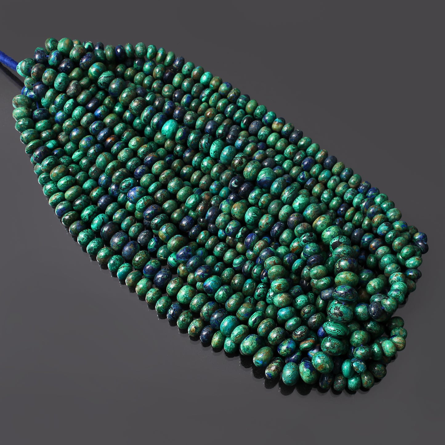 Natural Azurite Malachite Smooth Rondelle Gemstone Beads Strand – Create Stunning Jewelry Designs