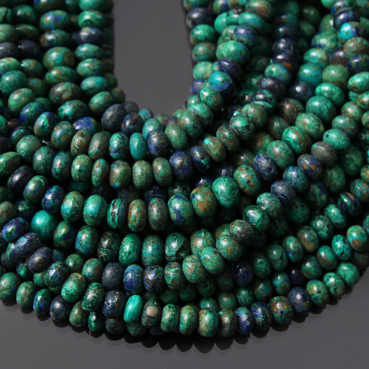 Natural Azurite Malachite Smooth Rondelle Gemstone Beads Strand – Create Stunning Jewelry Designs