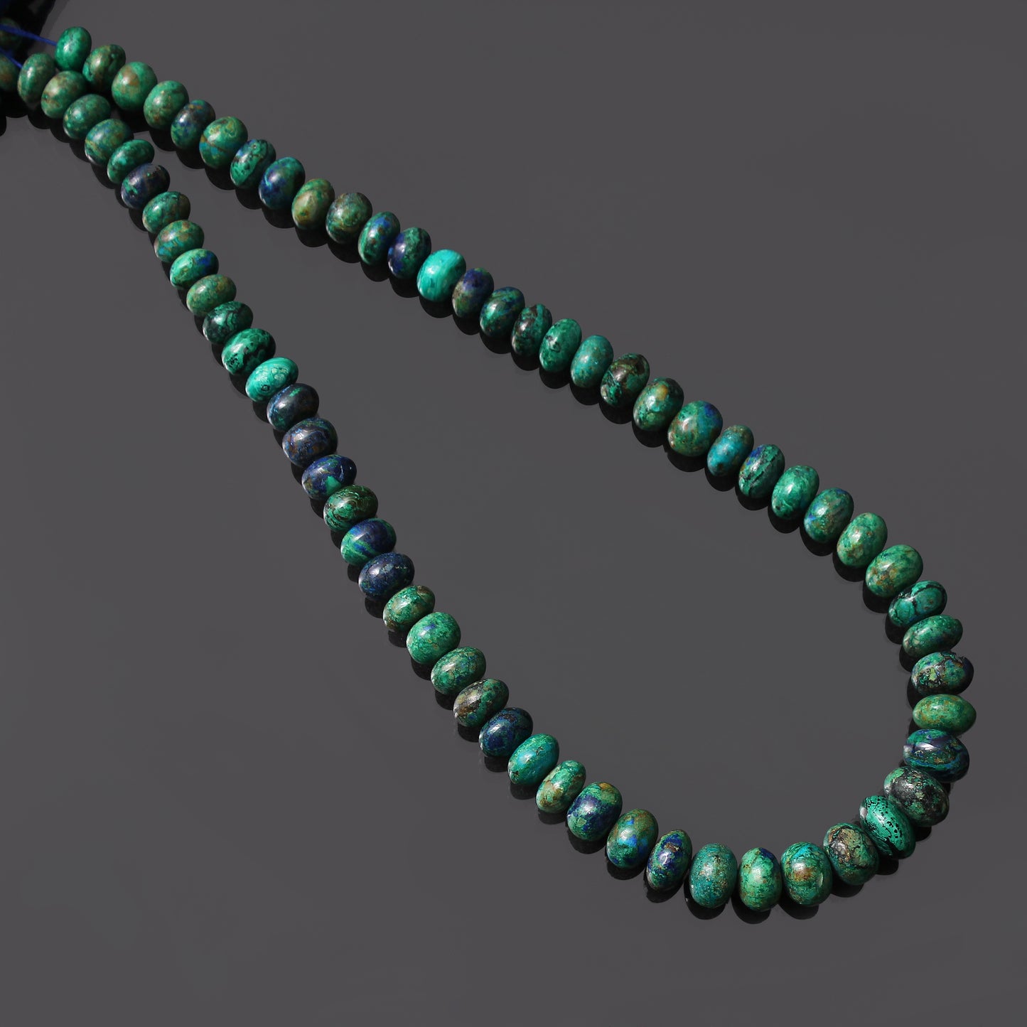 Natural Azurite Malachite Smooth Rondelle Gemstone Beads Strand – Create Stunning Jewelry Designs