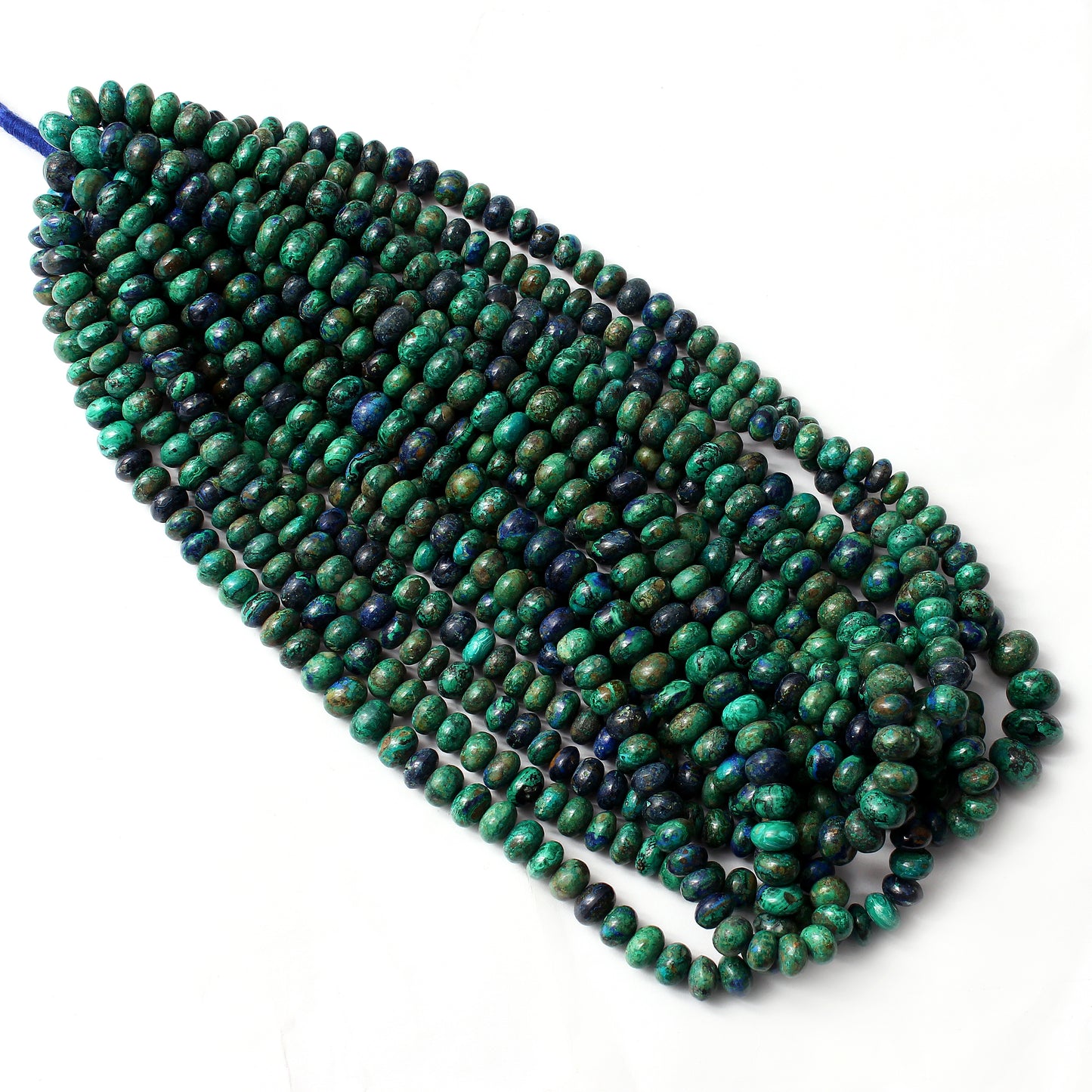 Natural Azurite Malachite Smooth Rondelle Gemstone Beads Strand – Create Stunning Jewelry Designs