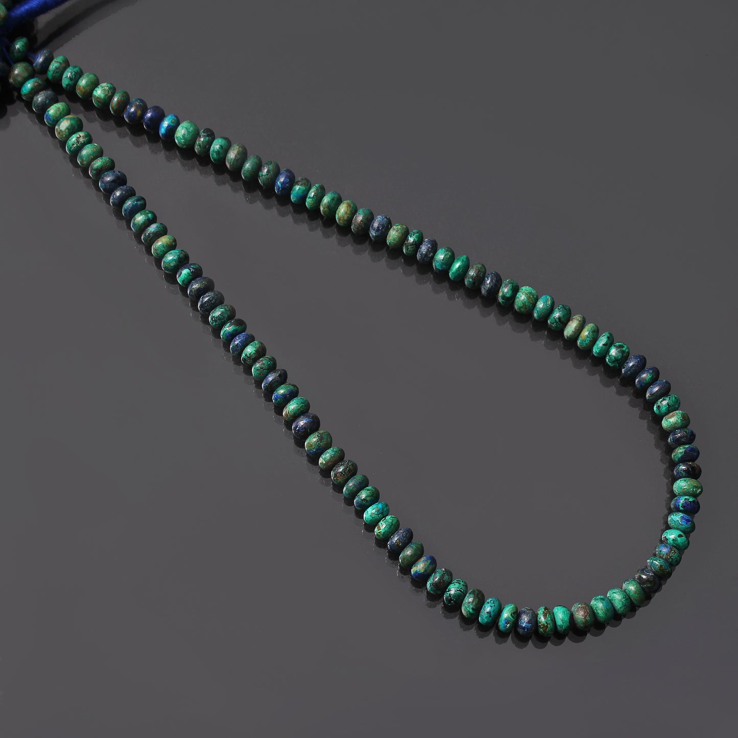 Natural Azurite Malachite Smooth Rondelle Gemstone Beads Strand 16" inches  – Elevate Your Jewelry Design