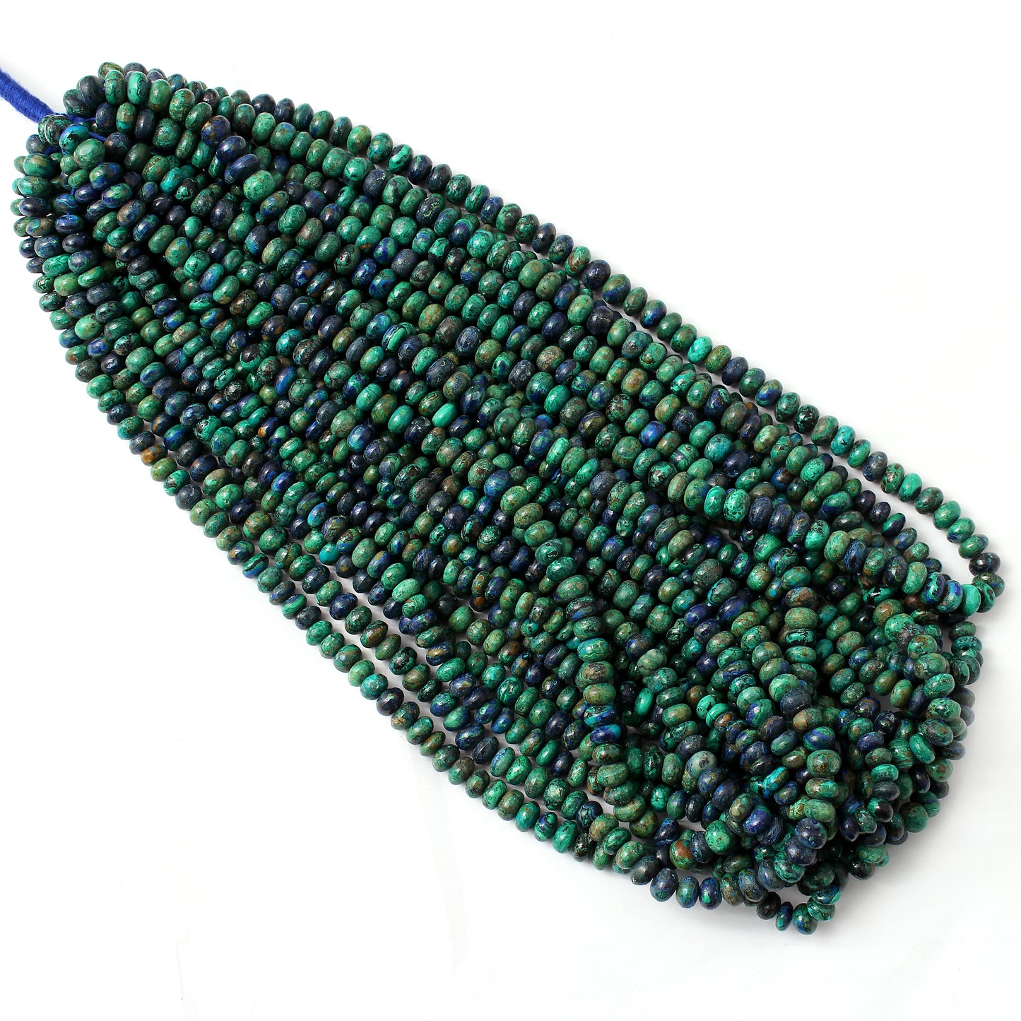 Natural Azurite Malachite Smooth Rondelle Gemstone Beads Strand 16" inches  – Elevate Your Jewelry Design