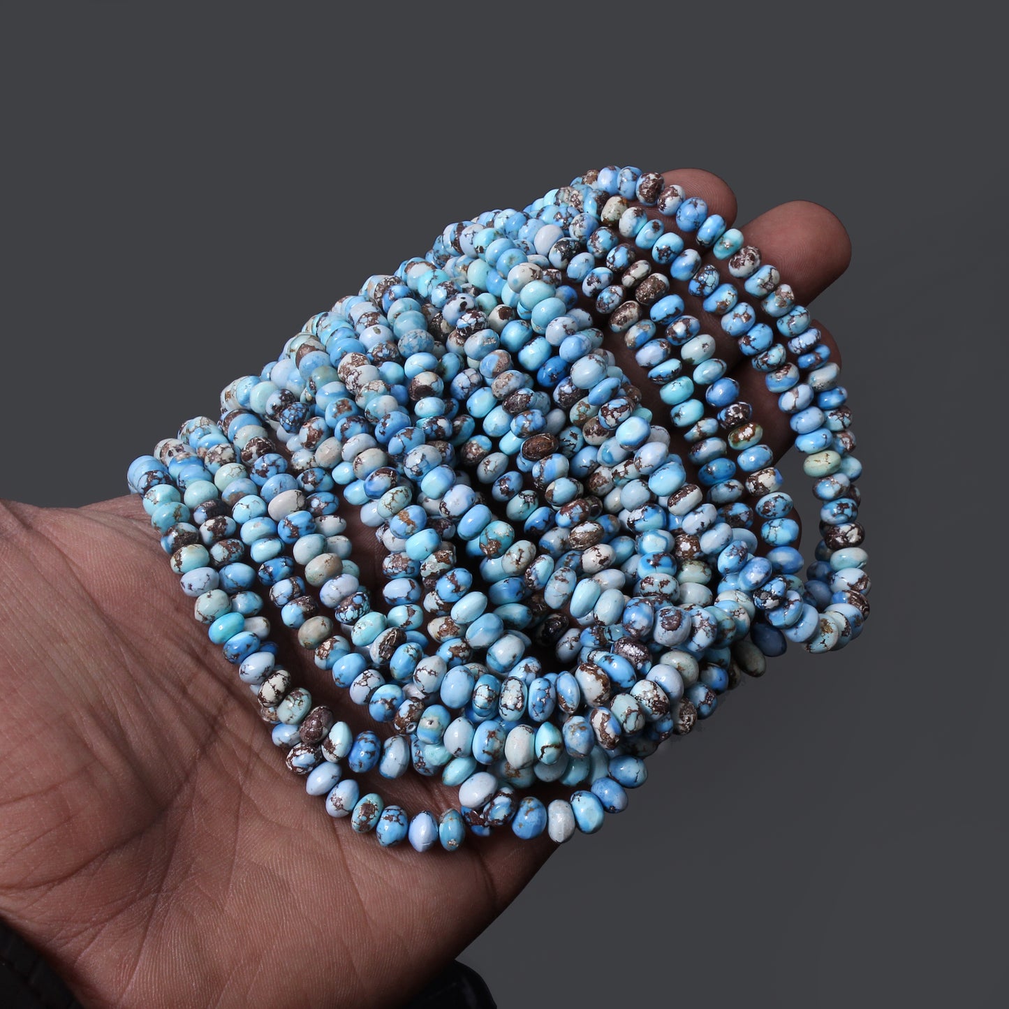 Polished Golden Hills Turquoise heishi rondelle beads