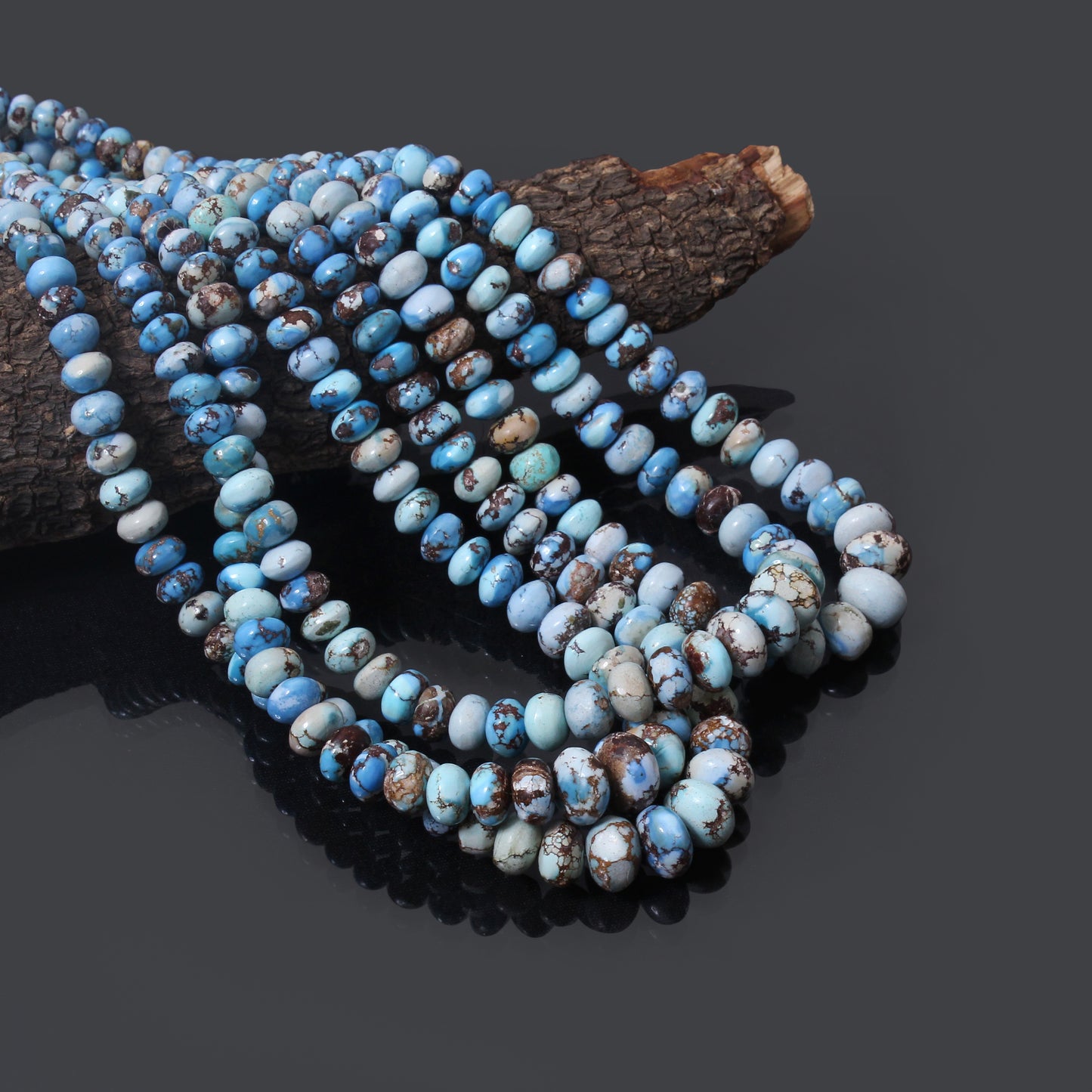 High grade Golden Hills Turquoise rondelle beads strand
