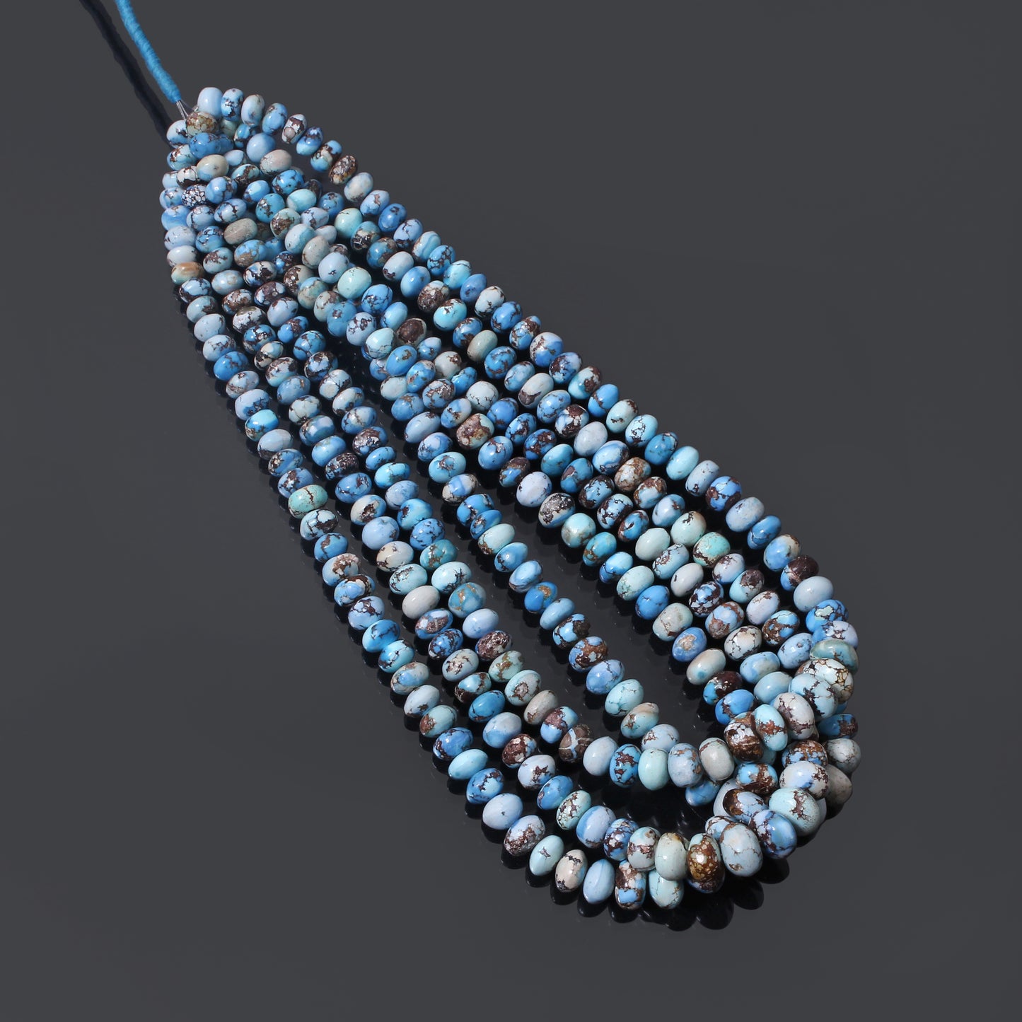 AAA+ Golden Hills Turquoise smooth rondelle beads 7–11mm