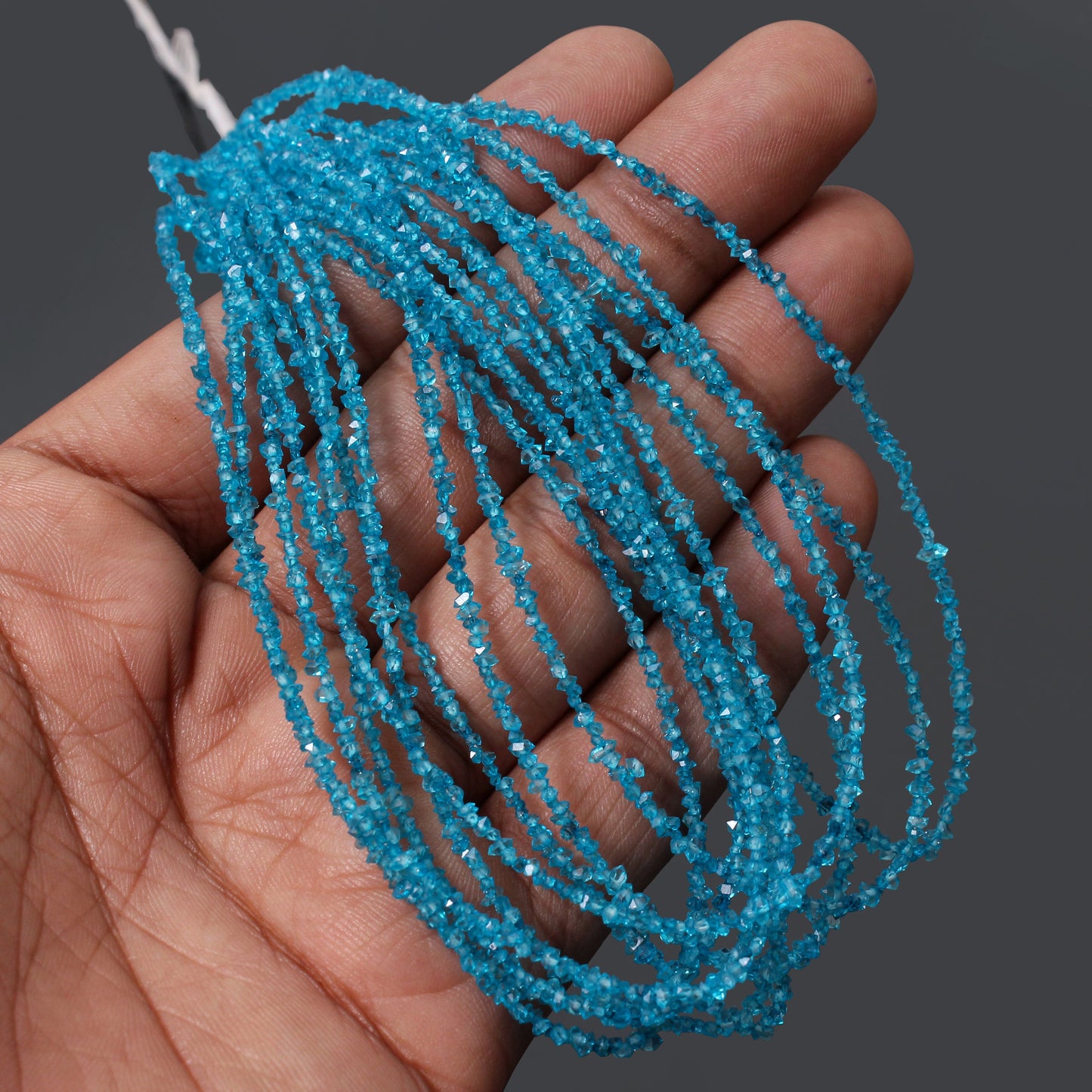 Blue Herkimer Diamond Uncut Chips Beads 2x3 mm – Natural Quartz Raw Chip Strand for Jewelry Making & Healing Designs