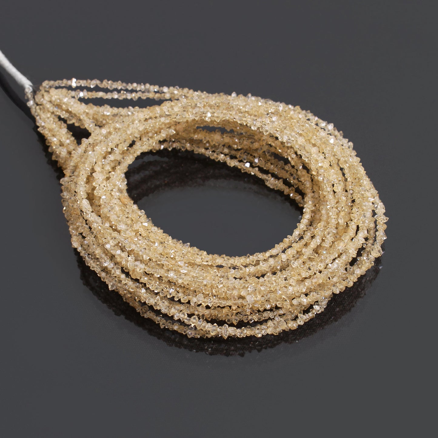 Light Champagne Color Herkimer Diamond Uncut Chips Beads 2x3 mm – Natural Clear Quartz Raw Chip Strand for Jewelry Making