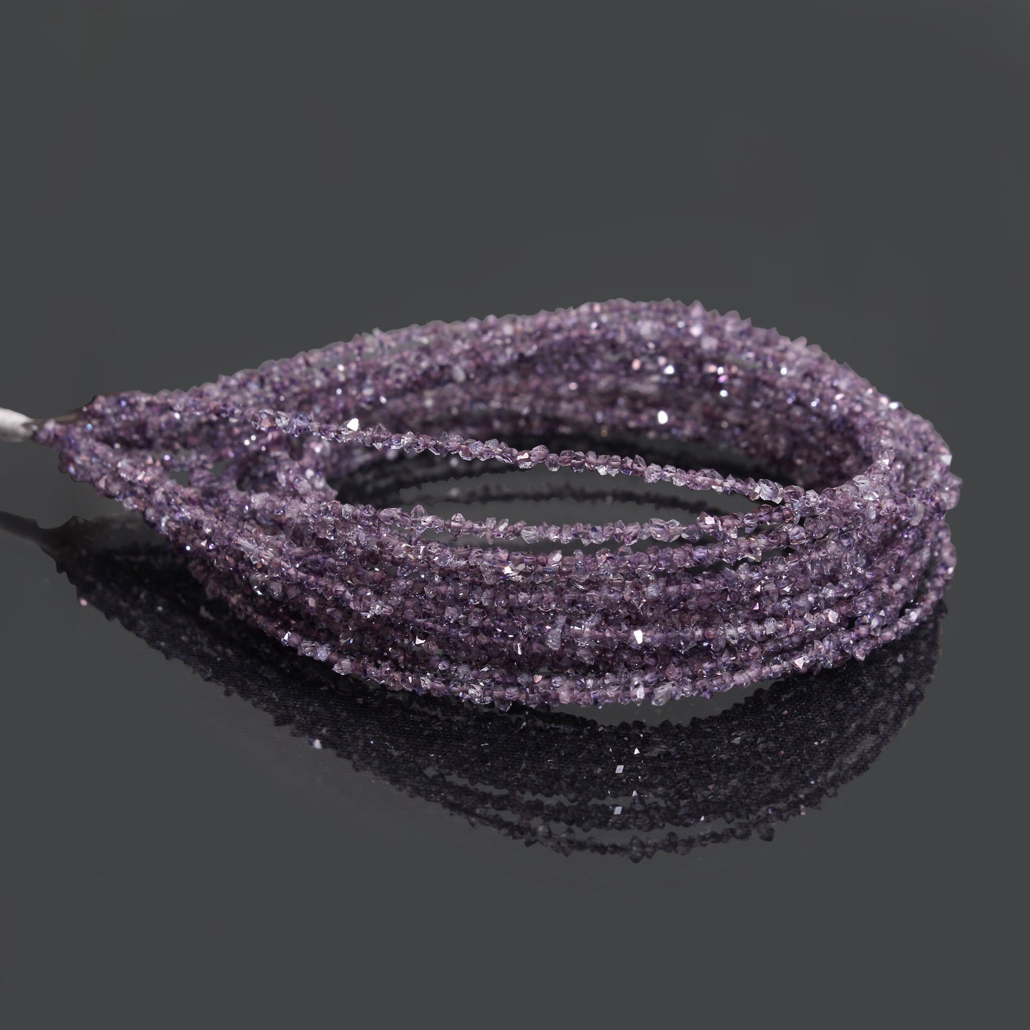 Natural Purple Herkimer Diamond Uncut Chips Beads 2x3 mm – Sparkling Raw Gemstone Strands for Jewelry Making