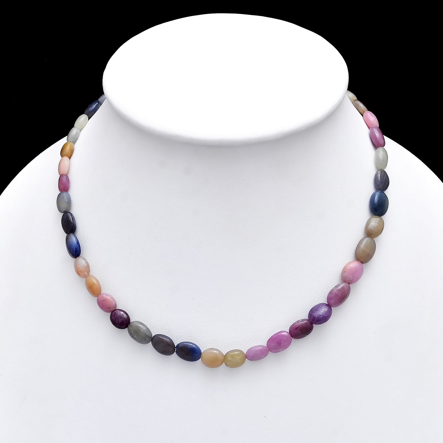 Multi sapphire Oval Nuggets Necklace
