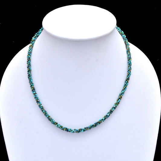 Turquoise Faceted Beads Twisted Necklace | Beaded Necklace with Silver Clasp | Gemsrush