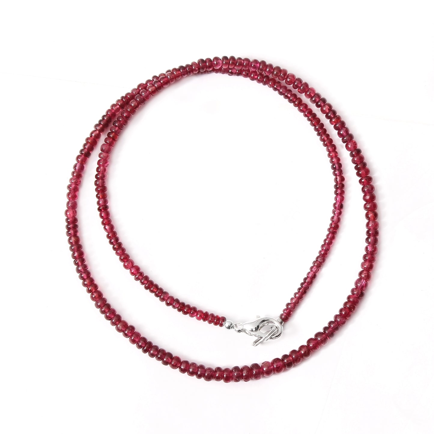 Scarlet Elegance: Red Spinel Smooth Rondelle Necklace