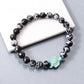 Snowflake Obsidian And Turquoise Turtle Bracelet, Beach Vibes Stretch Bracelet