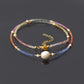 High Quality Multi Sapphire and Pearl Bead Necklace with Gold Plated Silver Clasp