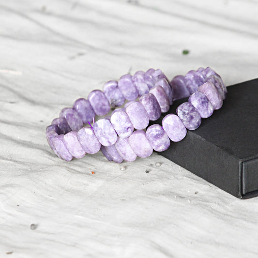 lavender quartz faceted oval beaded bracelet