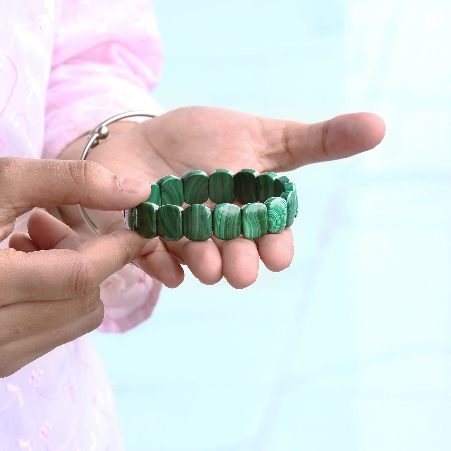 Natural Malachite Rectangle Bracelet - High Quality Gemstone Jewelry for every Occasion
