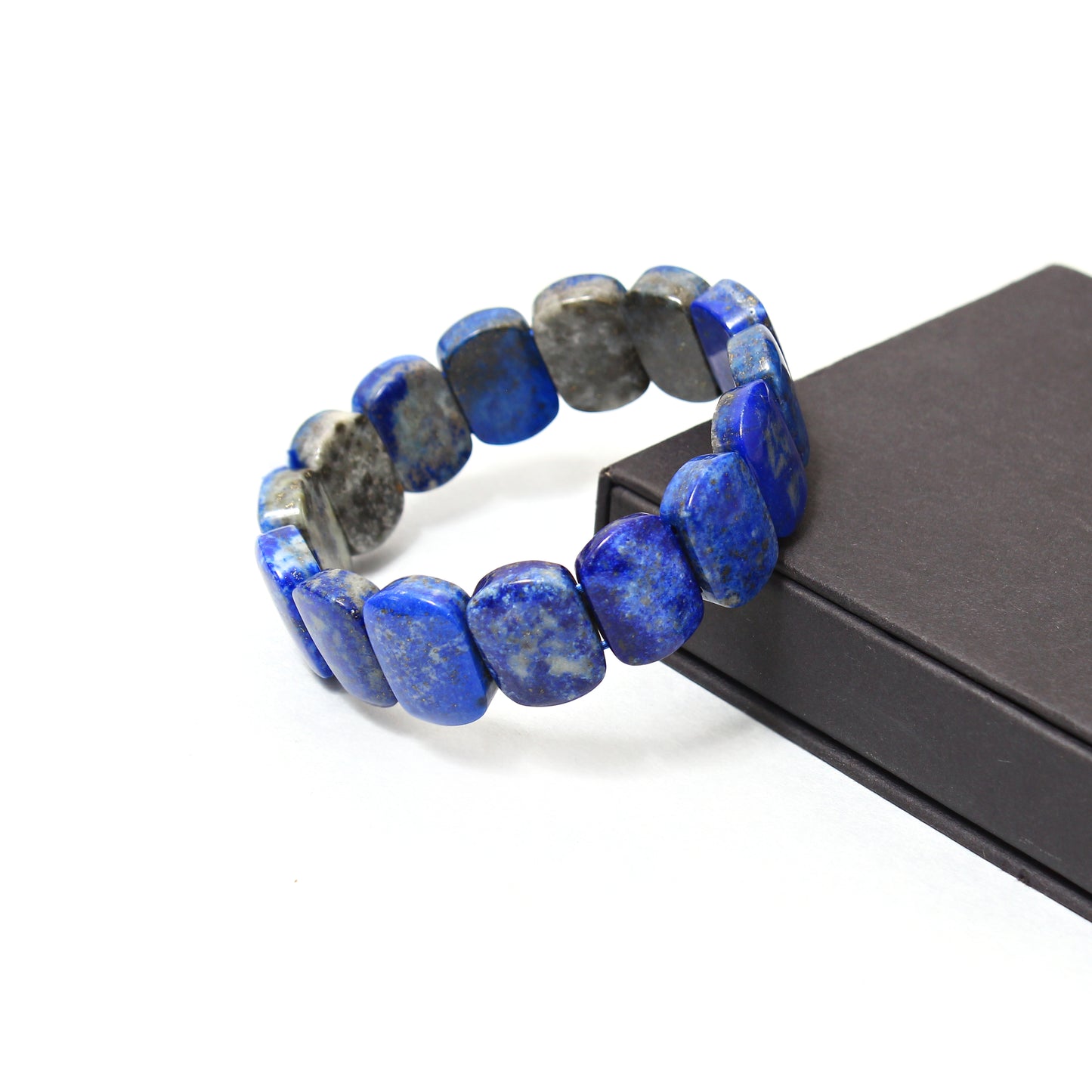 Natural Lapis Lazuli Smooth Stretch Bracelet for Men and Women