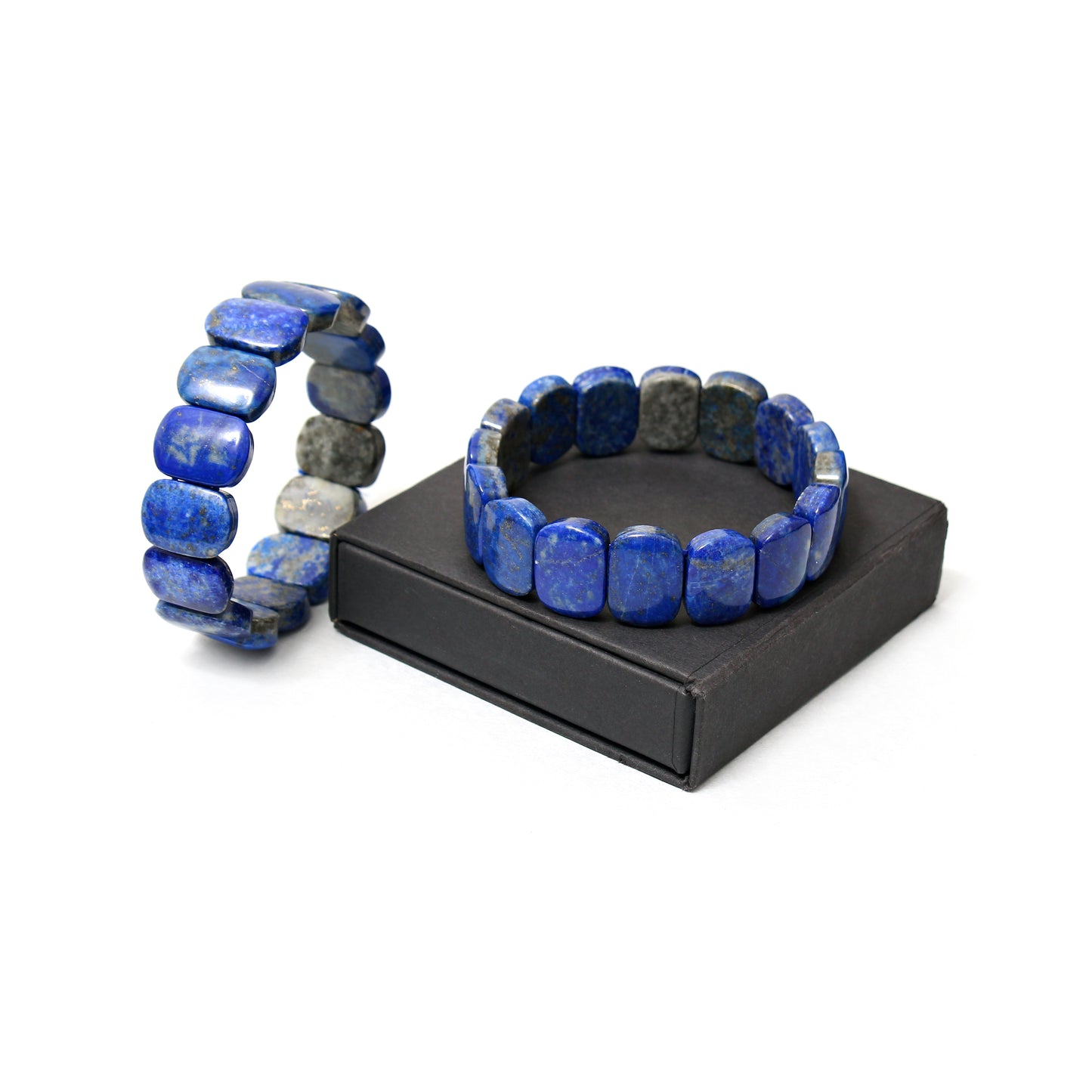 Natural Lapis Lazuli Smooth Stretch Bracelet for Men and Women