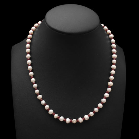 Handmade Ruby Pearl Rondelle Beads Silver Necklace: A Timeless Symbol of Love and Beauty