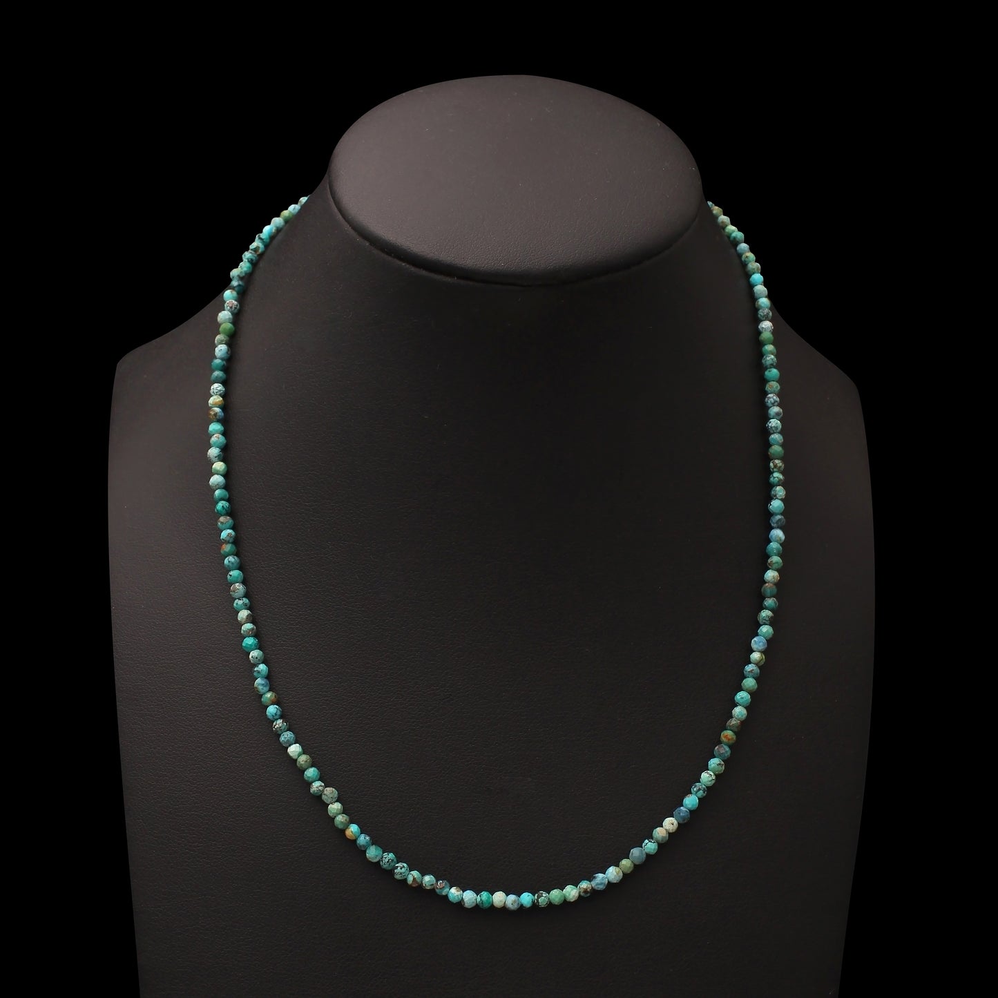 Natural Turquoise Faceted Round 3mm Beaded Necklace - Every Occasion Jewelry